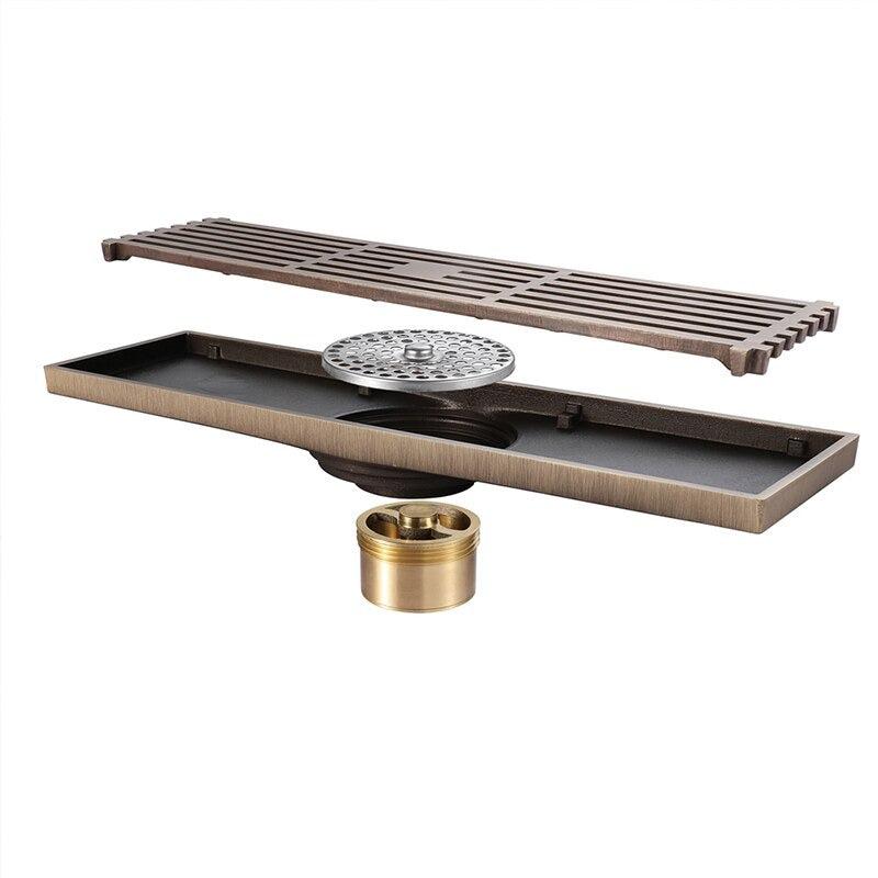 Unlacquered Solid Brass Square Shower Drain with Removable Cover