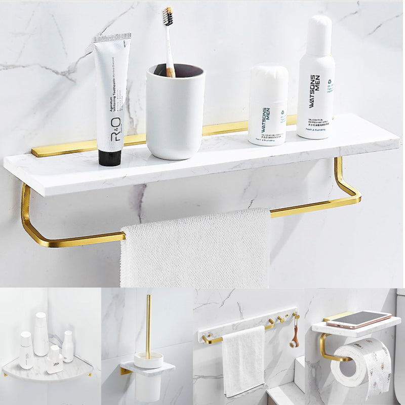 Moderne Rejse Plys dukke Bathroom Accessories Set Brushed Gold Bathroom Shelf Marble and Brass –  Index Bath