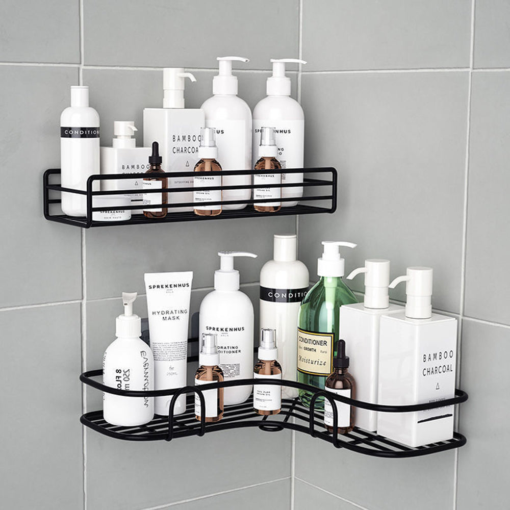2 Shelf Suction Cup Shower Caddy Bathroom Storage Wall Mount Bath
