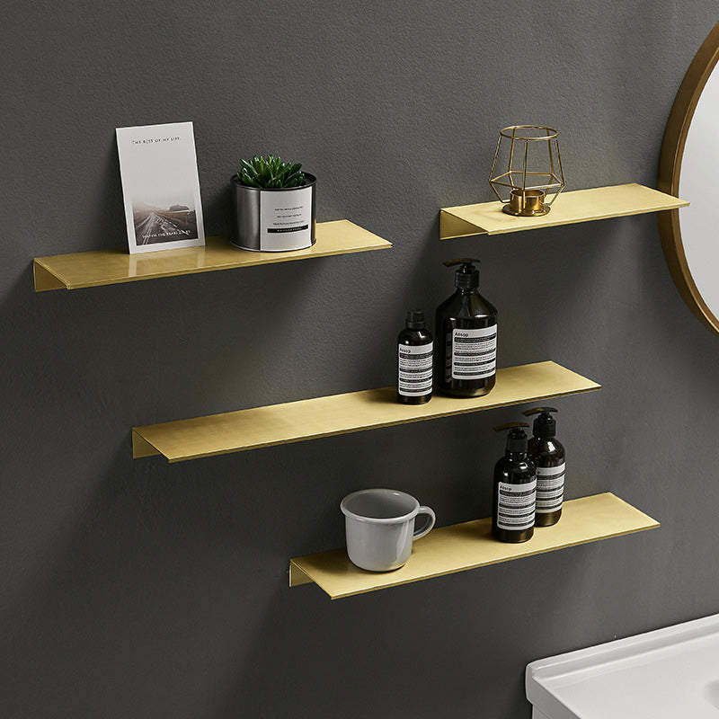 Wall Mounted Bathroom Shelf w/ Towel Bar, Gold & White