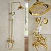 Index Bath Golden Brass Shower Faucet With Dual Handle 8' Rainfall Showerhead System Set