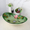 Oval Tempered Glass Hand Painted Waterfall Spout Basin Sink Tap