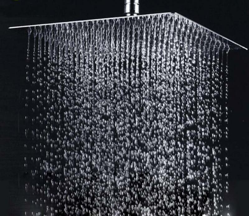 Modern Style 16 Polished Chrome Square Rain Shower System with