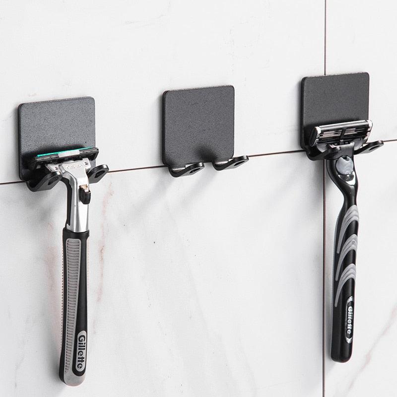 Punch Free Razor Holder Hook Wall Shaving Shaver Bathroom Razor