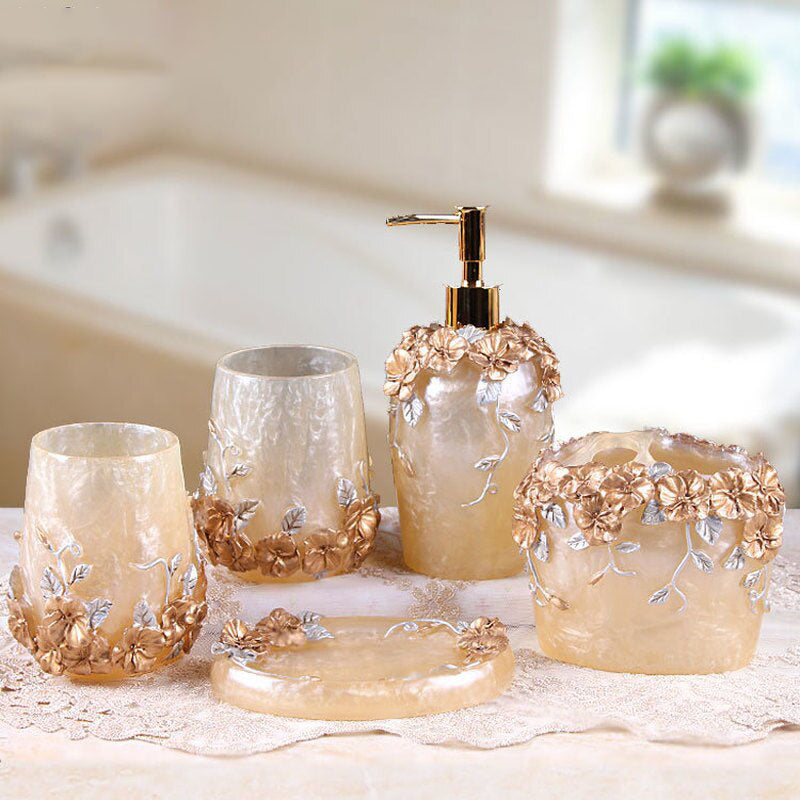  Bathroom Accessories Set,5Pcs Glass Bathroom