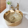 Round Gold Ceramic Lavatory Bathroom Combined Washbasin Vessel Basin Sink