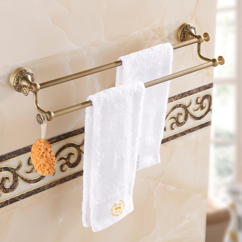 Double Bath Towel Bar Holder Bathroom Towel Hanger Rail Wall