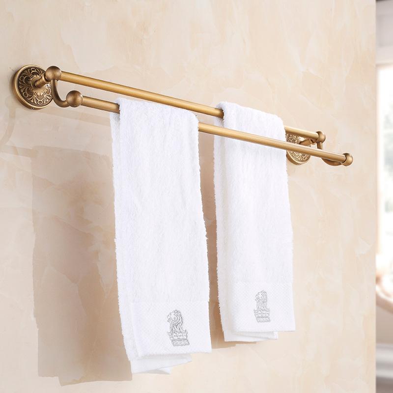 Double Bath Towel Bar Holder Bathroom Towel Hanger Rail Wall