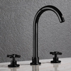 Solid Brass Basin Faucet Dual Handles 3 holes Hot Cold Water Mixer