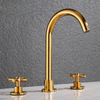 Solid Brass Basin Faucet Dual Handles 3 holes Hot Cold Water Mixer