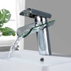 Basin Faucet Waterfall Bathroom Deck Mounted Glass Spout Faucet