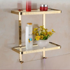 2-Tier Bathroom Shelf with Robe Hook Wall Brass Shower Storage Basket