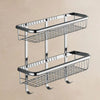 2-Tier Bathroom Shelf with Robe Hook Wall Brass Shower Storage Basket