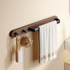 Solid Wood Wall-Mount Towel Rack with Hook Aluminum Bathroom Towel Bar