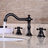 3 Hole Deck Mounted Dual Handle Mixer Tap Widespread Sink Faucet