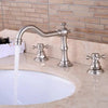 3 Hole Deck Mounted Dual Handle Mixer Tap Widespread Sink Faucet