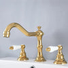 3 Holes Lavatory Sink Faucet Gold Widespread Basin Mixer Taps