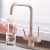 3-way Brass Filter Kitchen Faucet Drinking Water Filter Dual Handle Faucet In 3 Colors