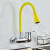 360 Degree Swivel Flexible Double Holes Wall Mounted Solid Brass Kitchen Faucet In Colors