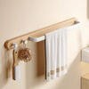 Solid Wood Wall-Mount Towel Rack with Hook Aluminum Bathroom Towel Bar
