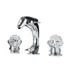 3Pcs Basin Faucet Crystal Handle Widespread Dolphin Bathroom Faucet