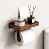 Modern Wooden Wall-Mounted Tissue Holder No-Drill Toilet Paper Holder