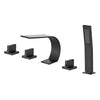 5-Hole Brass Bathtub Faucet Set Waterfall Mixer Tap with Handheld Spray