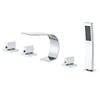 5-Hole Brass Bathtub Faucet Set Waterfall Mixer Tap with Handheld Spray