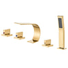 5-Hole Brass Bathtub Faucet Set Waterfall Mixer Tap with Handheld Spray