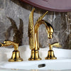 5 Holes Swan Sink Faucet With Dual Handle and Handle Shower Head