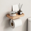 Modern Wooden Wall-Mounted Tissue Holder No-Drill Toilet Paper Holder