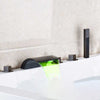 5pc Widespread Bath Tub Sink Faucet Waterfall Faucet Shower Mixer Set