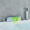 5pc Widespread Bath Tub Sink Faucet Waterfall Faucet Shower Mixer Set