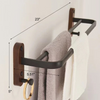 Aluminum and Wood Towel Rack Wall Mounted Non Perforated Storage Rack