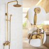 Antique Brass Rainfall Shower System Mixer Valve with 8