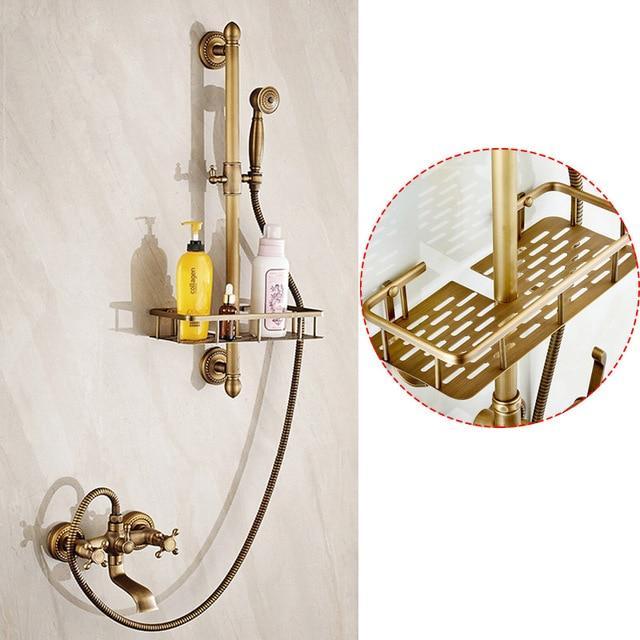 DLL 8 Inch Antique Brass Rainfall Shower Head – Round, Fixed Ceiling Mount, Low Lead