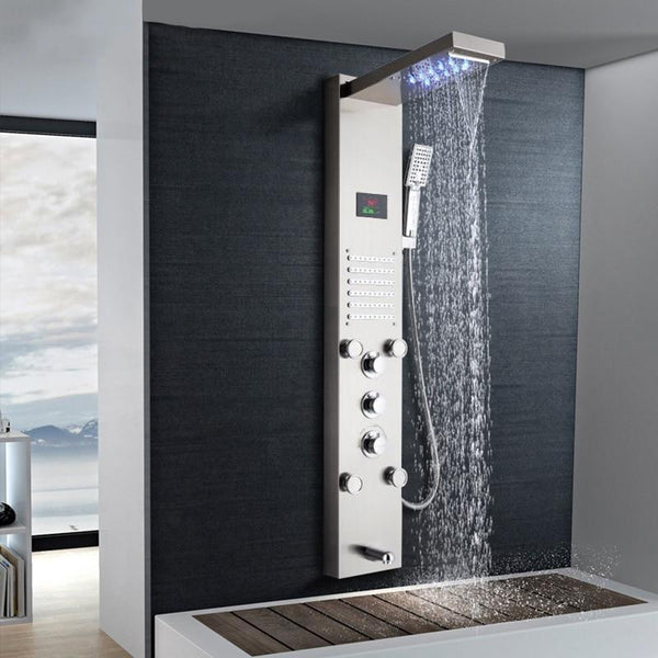 Shower Faucet Rainfall Waterfall Shower Panel Tower System Massage Jet  Mixer kit