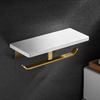 Marble Toilet Paper Holder Tissue Roll Rack with Mobile Phone Storage
