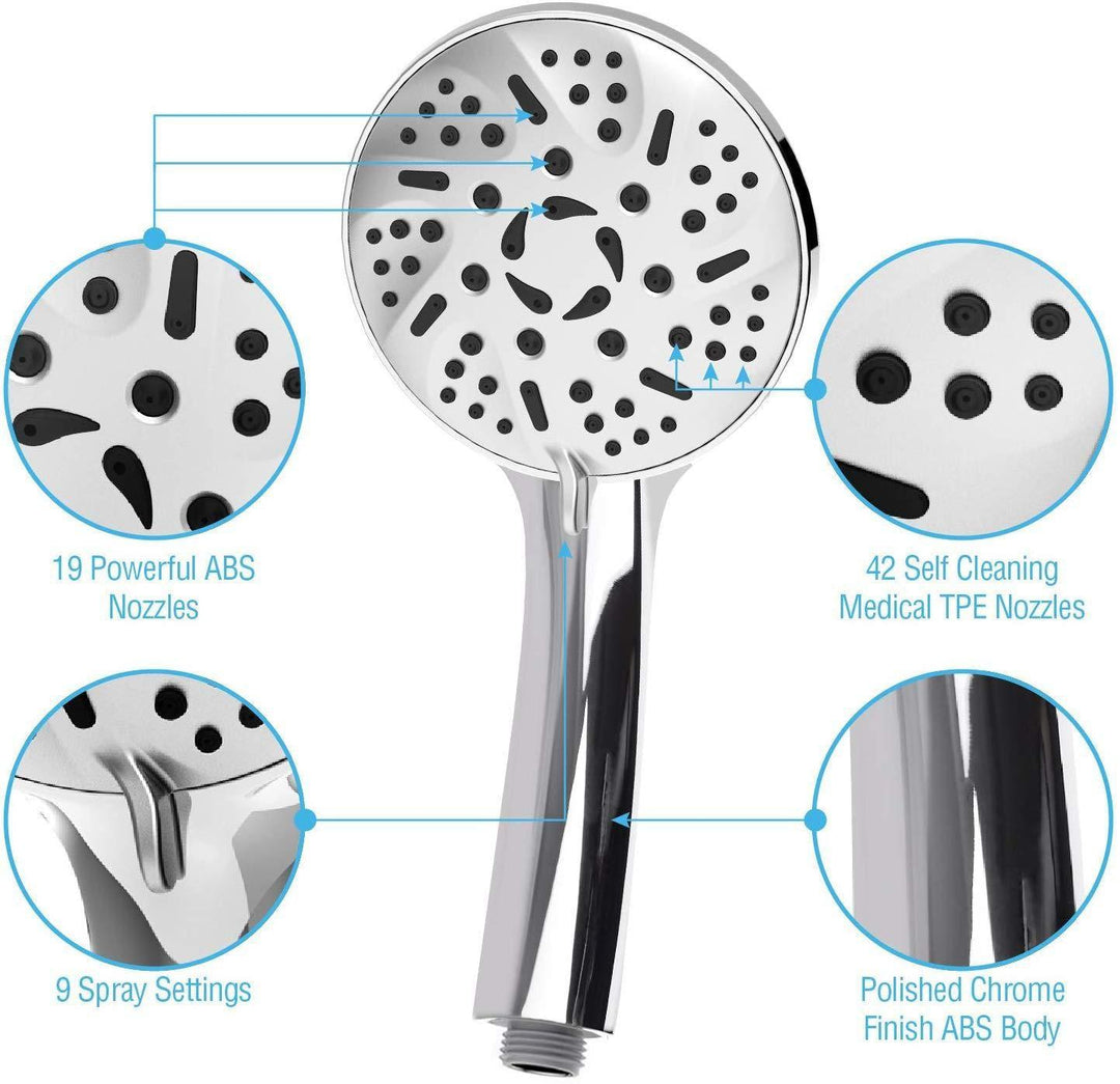 9 Spray Modes Setting Universal Adjustable Shower Head High