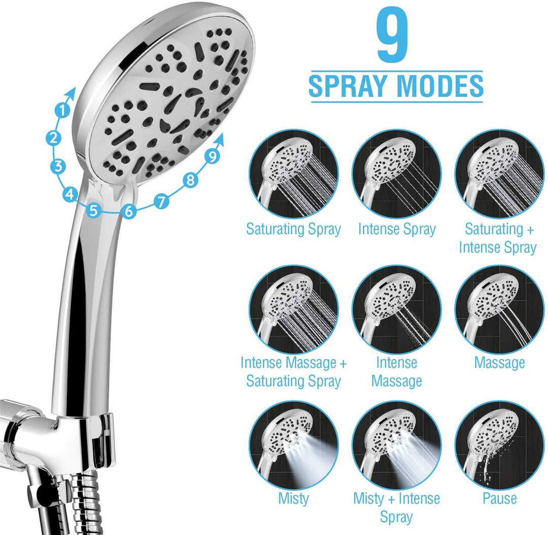 9 Spray Modes Setting Universal Adjustable Shower Head High