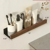 Solid Wood Aluminum Towel Rack Double Shelf Wall Mounted Hook Holder