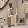 Vintage Walnut Wood Towel Ring Suction Cup Wall Bathroom Towel Holder