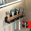 Aluminum and Wood Towel Rack Wall Mounted Non Perforated Storage Rack