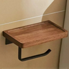 Solid Wood Aluminum Towel Rack Double Shelf Wall Mounted Hook Holder