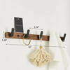 Solid Wood Aluminum Towel Rack Double Shelf Wall Mounted Hook Holder