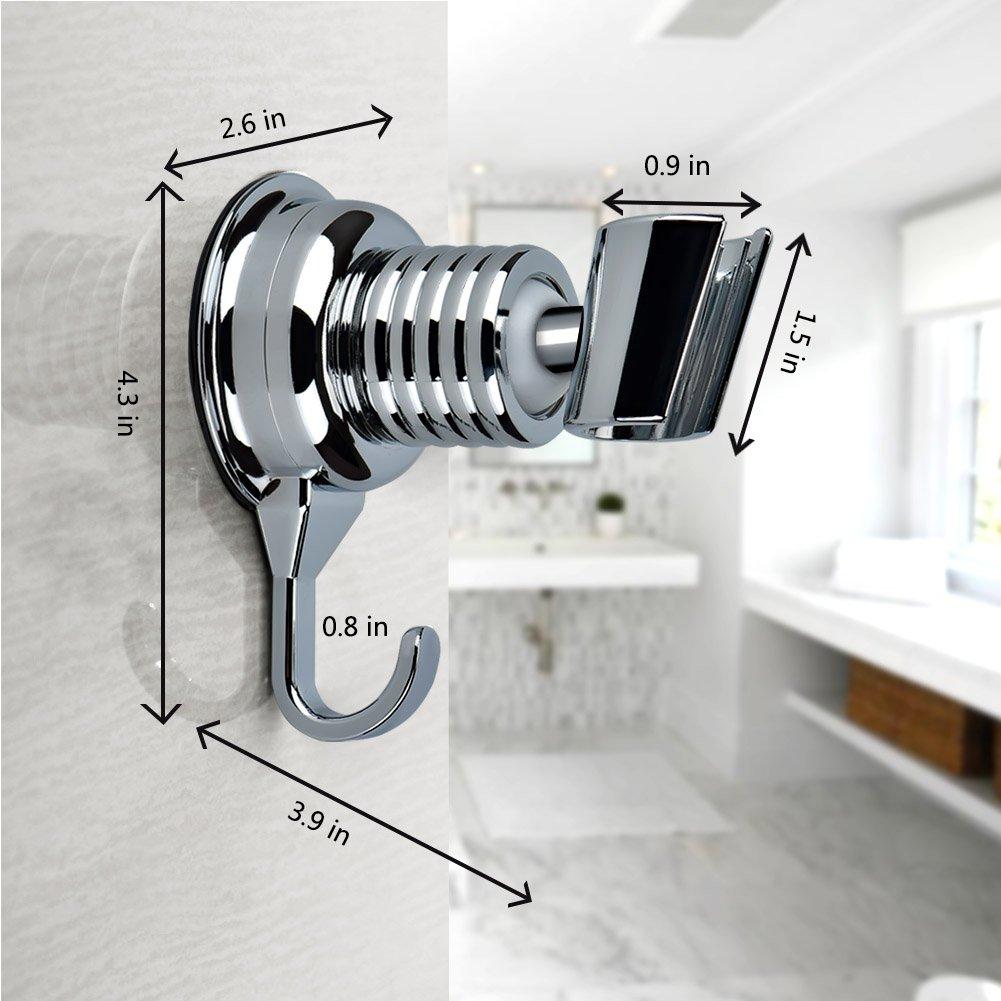 CACASO Vacuum Suction Cup Shower Head Holder – Adjustable Angle, Reusable Wall Mount, Chrome Finish, Holds Up To 7.5 Lbs
