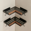 Aluminum and Wood Bathroom Shower Shelf Storage Suction Basket Rack