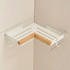 Aluminum and Wood Bathroom Shower Shelf Storage Suction Basket Rack
