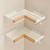 Aluminum and Wood Bathroom Shower Shelf Storage Suction Basket Rack
