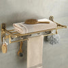 Aluminum Double Towel Shelf With Hooks Antique Brass Finishing